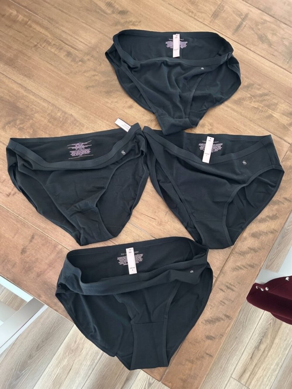 (4) Victoria's Secret Stretch Cotton High-Leg Brief Panties - Black, Size L *NWT